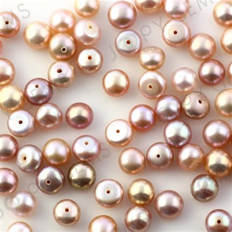 Purple Freshwater Cultured Pearls Half Drilled Button 6 65mm Etsy