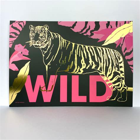 Wild Tiger Print Gold Foil Edition Doodlemoo