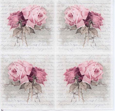 Decoupage Paper Napkin Of Vintage Rose Duet And Love Poem
