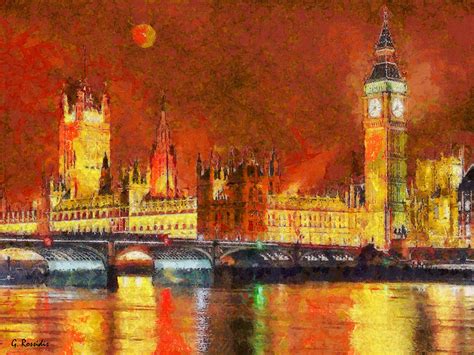 London By Night Painting By George Rossidis Fine Art America