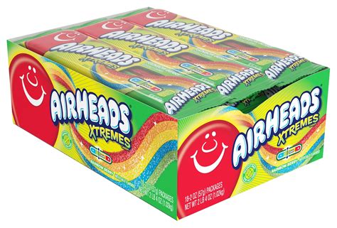 Airheads Xtremes Rainbow Berry Sour Belts Candy 36 Oz 18 Count