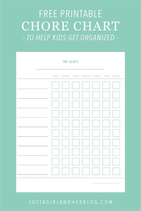 There is also a separate version of the same organs included without any text. Free Printable Chore Charts to Help Kids Get Organized ...