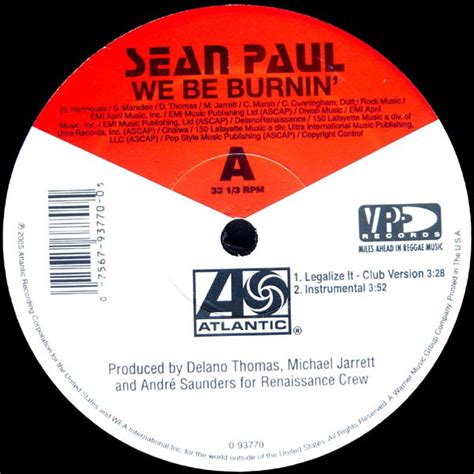 Sean Paul We Be Burnin 2005 Vinyl Discogs