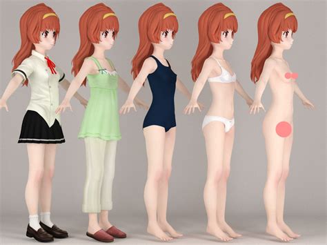 T Pose Nonrigged Model Of Arisa Takanomiya Anime Girl 3d Model Cgtrader
