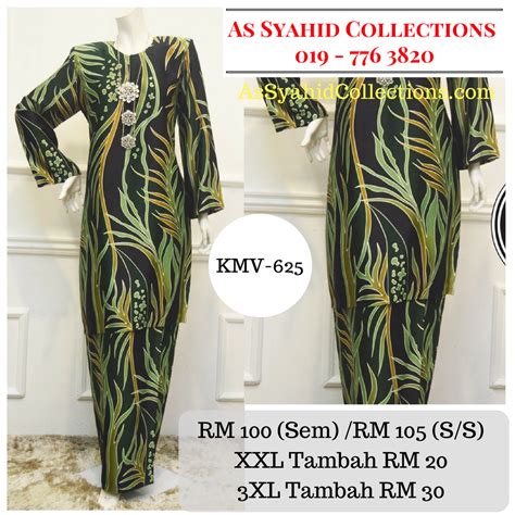 Membicarakan kreasi kerajinan batik memang seakan tak pernah ada habisnya. baju kurung malaysia moden corak batik hitam hijau KMV-625 ...