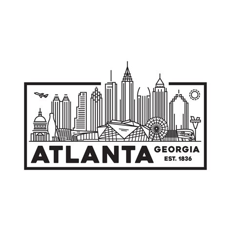 Atlanta Skyline Badge : Atlanta | Atlanta skyline, Atlanta ...