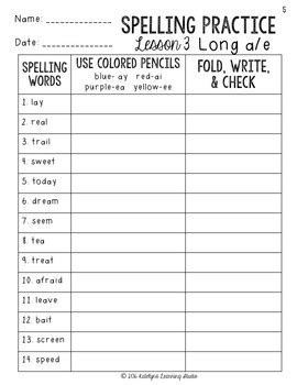 Students should know what list they are on because. 3rd Grade Journeys Spelling Worksheets by Katelyn's Learning Studio