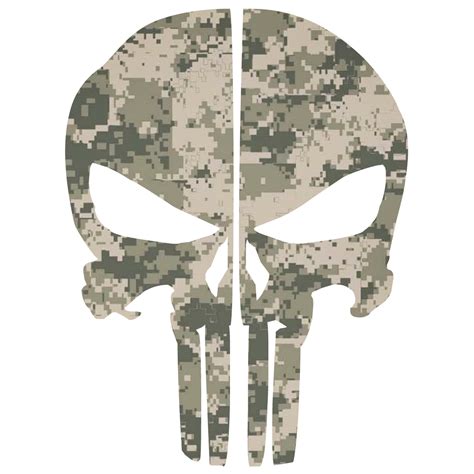 Army Digital Camo Punisher Skull Reflective Rear Helmet Decal Police