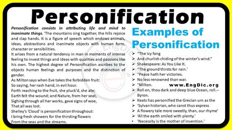 Examples Of Personification In Poetry Engdic