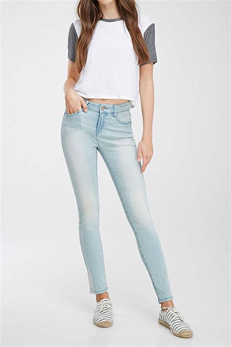 Faded Mid Rise Skinny Jeans