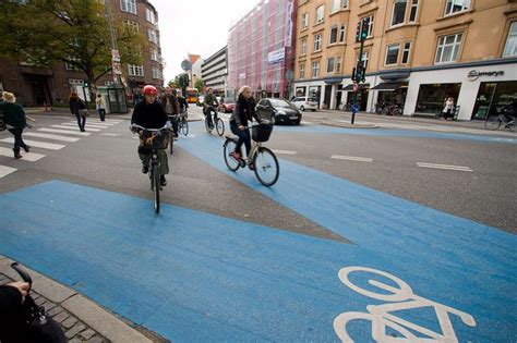 Cross Road Bicycle Path Copenhagen Denmark