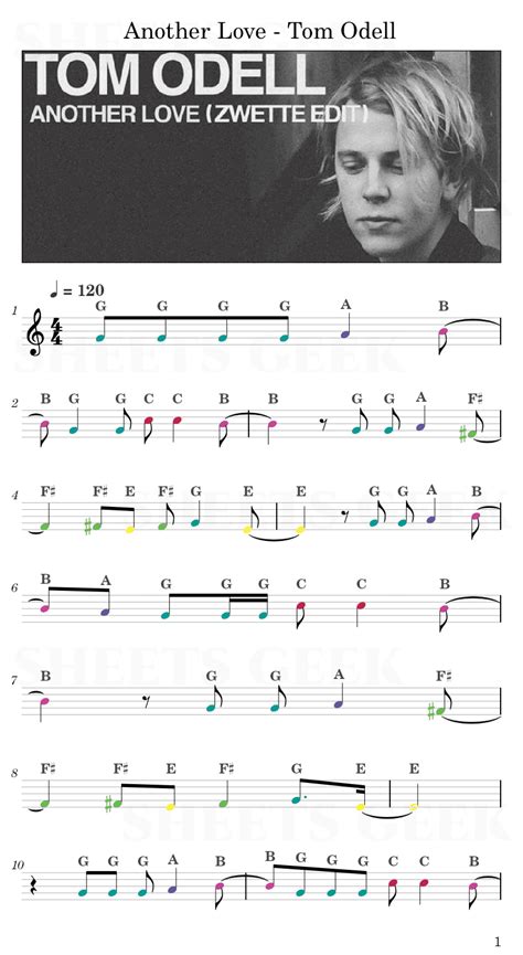 Another Love Tom Odell Easy Sheet Music
