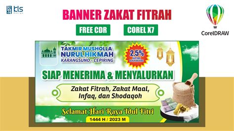 Free Cdr Desain Banner Spanduk Zakat Fitrah Klsdesain Youtube