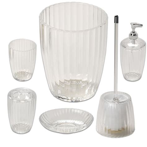 Ribbed Acrylic Bath Accessory Set Or Separates Overstock 13329681