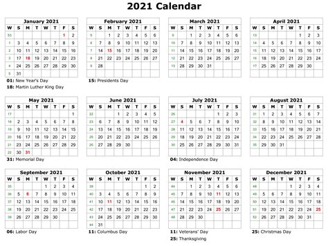 Free 2021 yearly calendar in word, pdf format. Free Printable Calendar Year 2021 | Calendar Printables ...