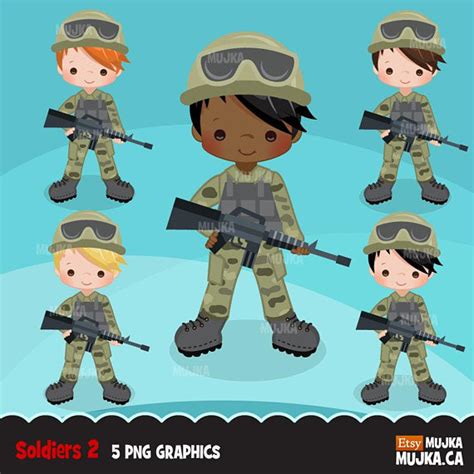 Army Clipart Little Soldier Boy Graphics Salute Patriots Etsy Canada