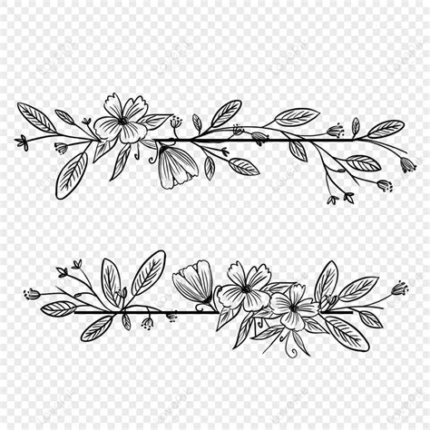 Black Hand Drawn Line Side Wedding Decoration With Plant Floral Border