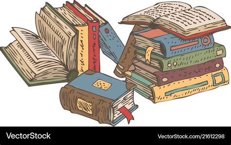 Stack Old Books Royalty Free Vector Image Vectorstock