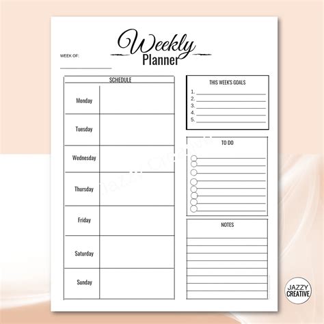 Weekly Planner Printable Planner Productivity Planner Etsy