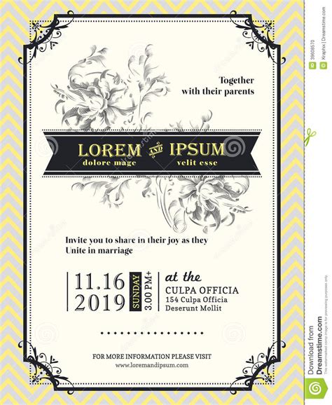 Vintage Wedding Invitation Border Template Stock Vector