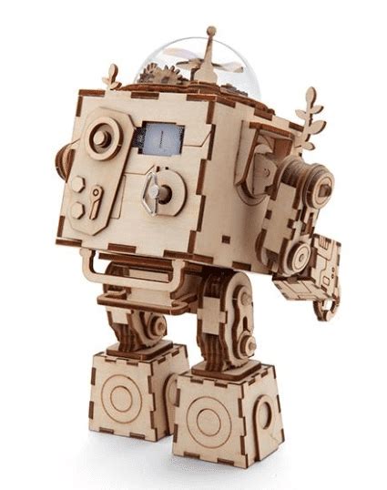 Diy 3d Wooden Puzzle Robot Music Box Get Your Geek On Now Geeky