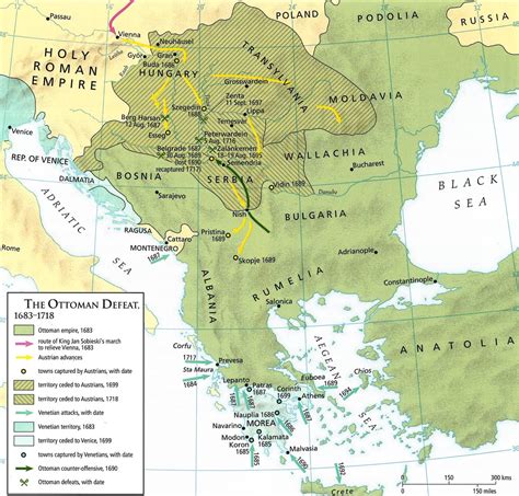 Map Showing Ottoman Territorial Losses 1683 1718 After Failed Siege Of
