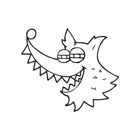 Black And White Cartoon Crazy Wolf Stock Image Everypixel