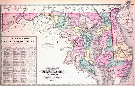 Large Detailed Old Administrative Map Of Maryland And Delaware With