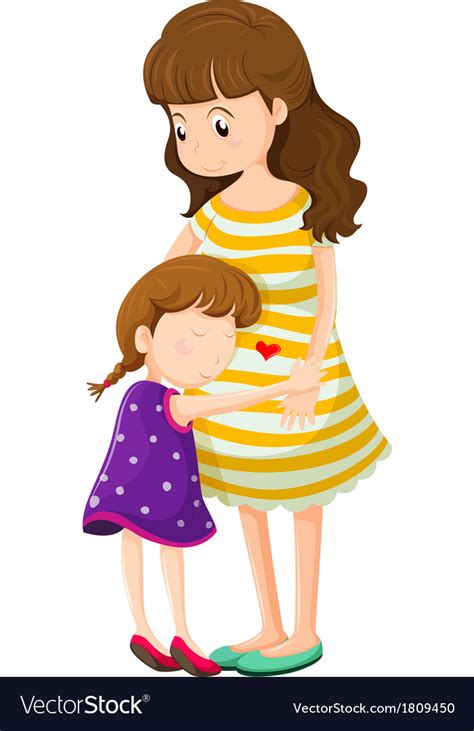 A Daughter Hugging Her Mother Royalty Free Vector Image