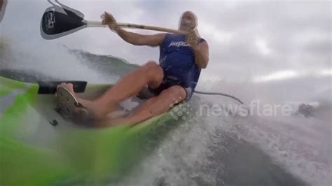 Stand Up Paddle Boarder Runs Kayaker Over Canoeist Youtube