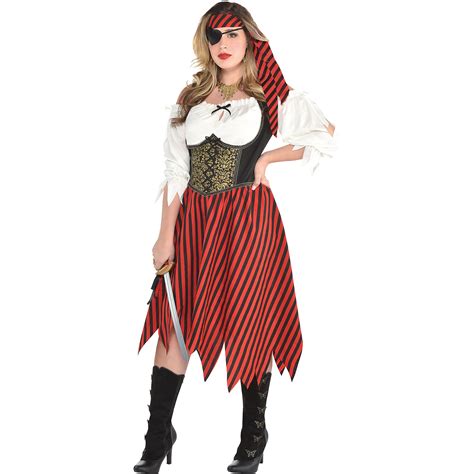 beauty pirate halloween costume for women plus size includes accessories