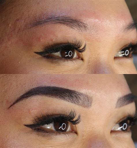 before and after photo of combo brows from beautiful brow boutique beautiful brow boutique offe