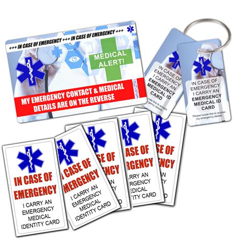 How to get a medical card. MEDICAL ALERT CARD In Case of Emergency ICE Identity Pack 1 Wallet Card, 3 Key Ring Cards and 5 ...