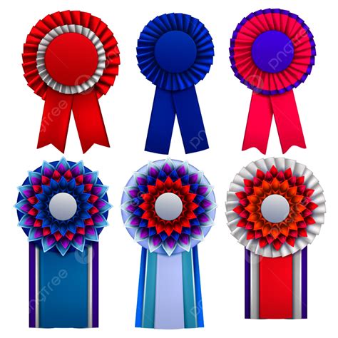 Blue Ribbon Award Clipart Transparent Background Bright Blue Red Pink