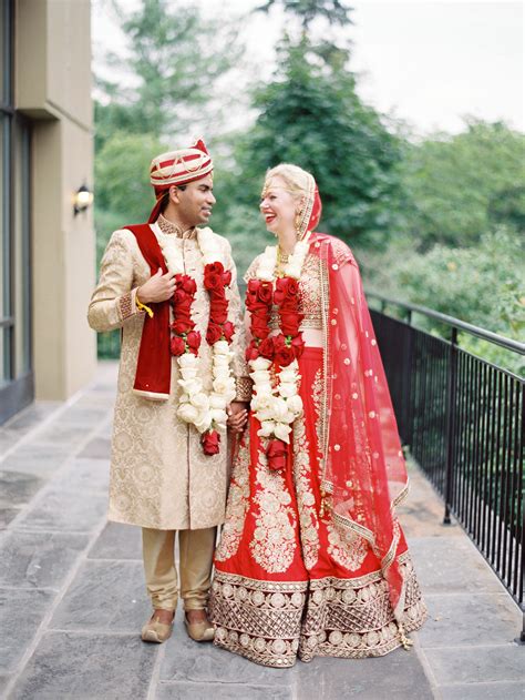 Interfaith Couple In Traditional Indian Wedding Attire