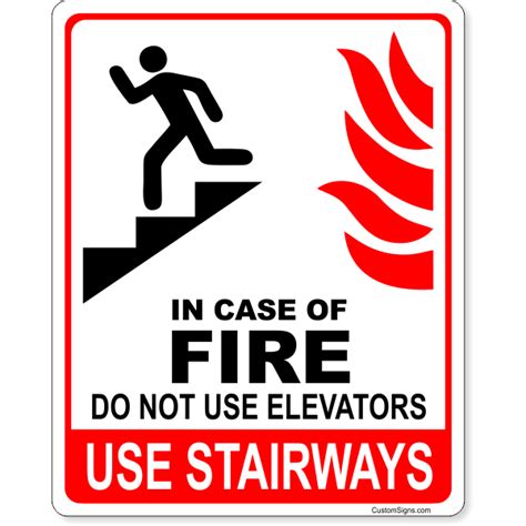 In Case Of Fire Do Not Use Elevators Icon Full Color Sign 10 X 8