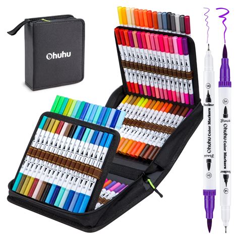 100 Colors Art Markers Set Ohuhu Dual Tips Coloring Brush Fineliner