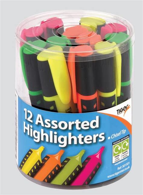 Standard Size Highlighters Assorted Colours In A Tub