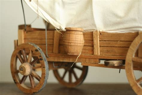 Covered Wagon Handcrafted Wood Vintage Model
