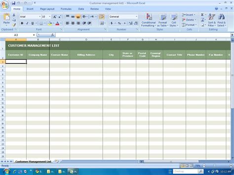 Excel spreadsheet excel customer database template. Customer management list