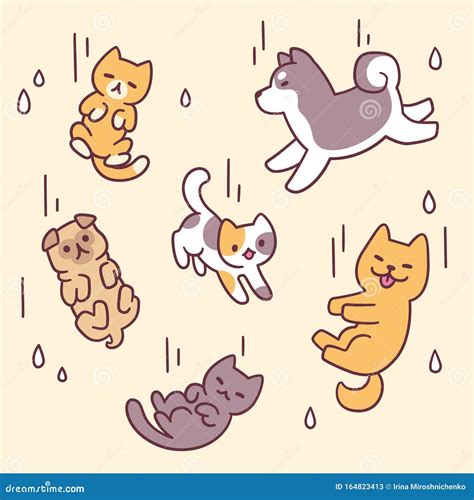 Raining Cats And Dogs Stock Vector Illustration Of Drawing 164823413