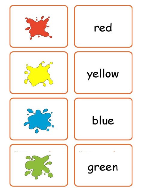 Printable Flashcards Colors