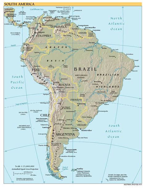Geographic Map Of South America South America —