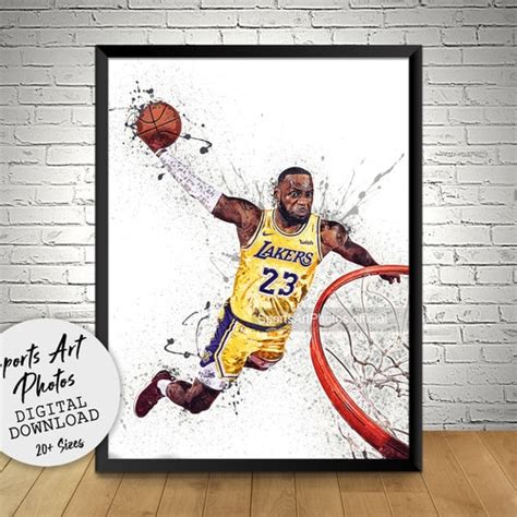 Lebron James Poster Wall Art Printable Los Angeles Lakers Etsy