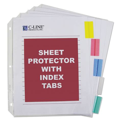 Sheet Protectors With Index Tabs Assorted Color Tabs 2 11 X 8 12