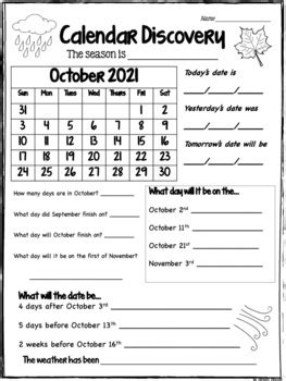 Calendar Worksheets by Alison Hislop | Teachers Pay Teachers