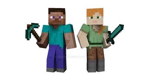Minecraft Steve And Alex By Latutart On Deviantart