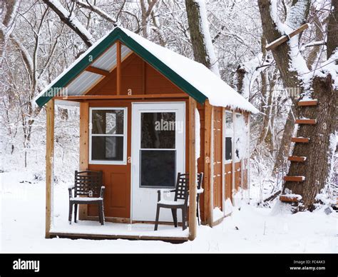 Cabin Covered In Snow Stock Photo Alamy