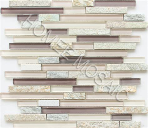 Blend Interlocking Glass Mix Stone Mesh Mounted Mosaic Wall Tile China Building Material And