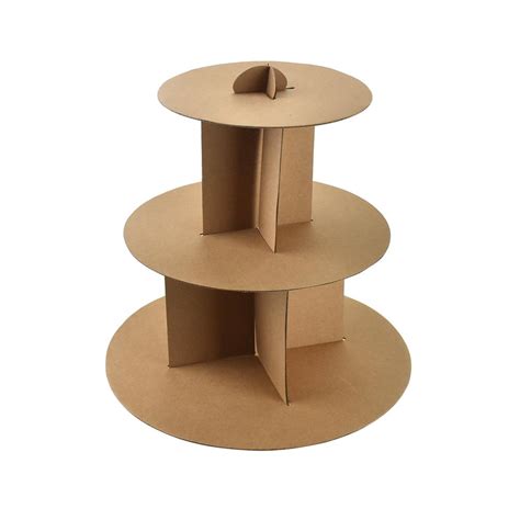 3 Tiered Cardboard Cupcake Stand Natural 12 Inch Party Spin Party